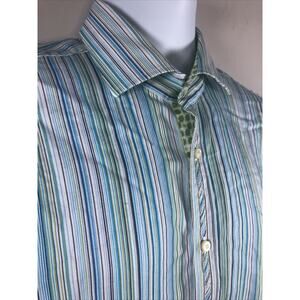 Thomas Dean Men's Long Sleeve Button Down Shirt Pima Cotton Size Large